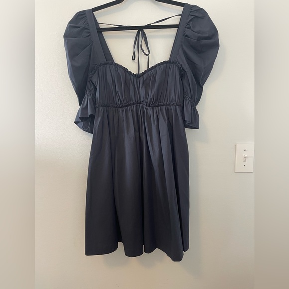 NWOT Cinq à sept Navy Mini Baby Doll Dress w/ Puff Sleeves - Size 0 - Picture 6 of 11